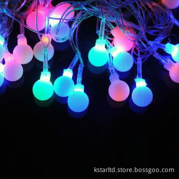 RGB LED Ball String Light, 5 Meters Length and 50 RGB LED Ball, Clear Cable with Controller